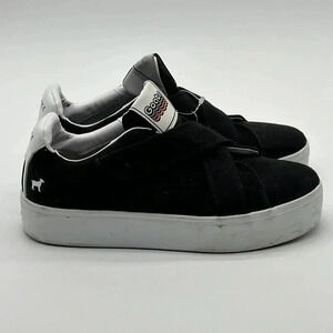GOATS Women's Black Canvas The 728 Cross Straps Slip-On Sneakers SZ 9.5
